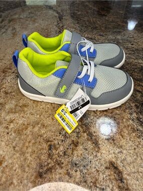 See Kai Run Grey Blue and Lime Kids Sneakers